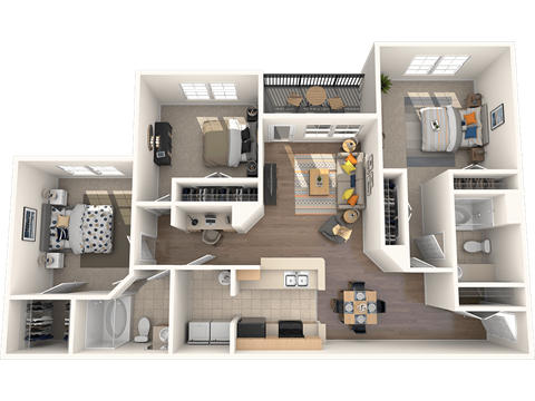 Ashford at Spring Lake Atlanta Apartment Three Bedroom Two Bathroom 1365 square foot